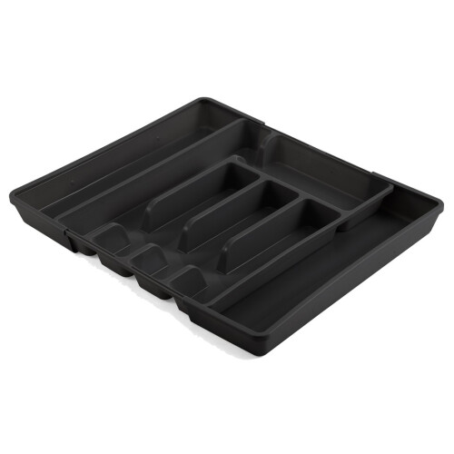 URBN-CHEF (Black) 7-Section Extendable Cutlery Kitchen Organiser