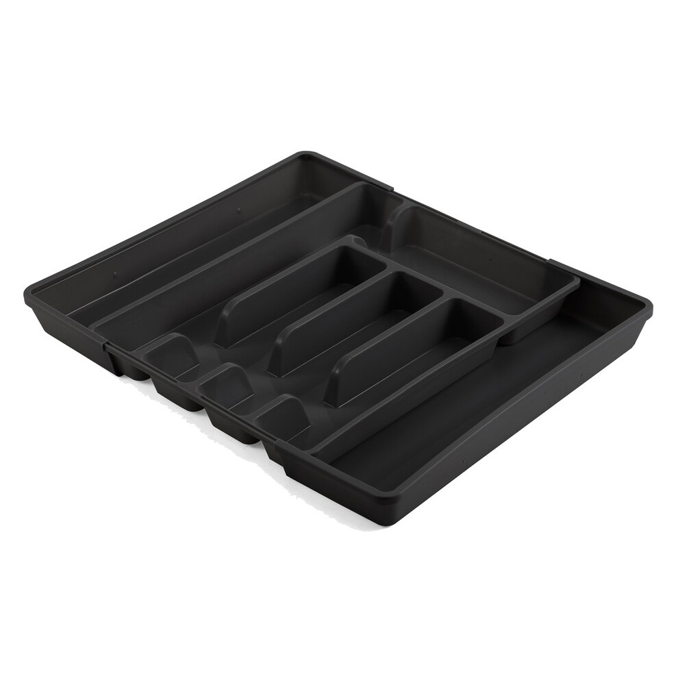 (Black) 7-Section Extendable Cutlery Kitchen Organiser