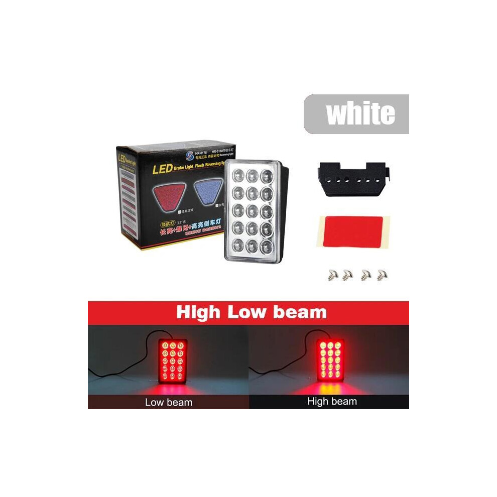 ( High Low Beam) F1 Style Led Brake Pilot Lights 12V 15Led Rear Tail Lights Auto Flash White 9369862568181