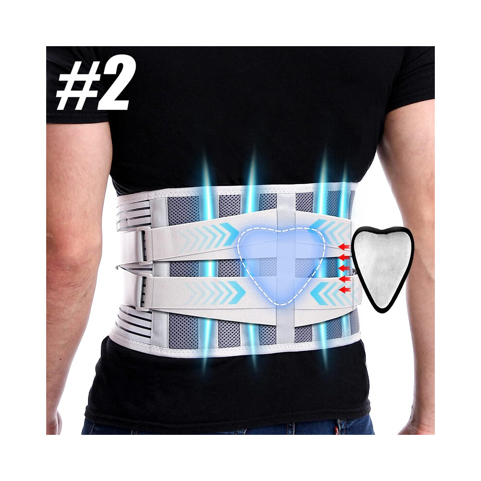 Maxpower Gray (2Xl, Type 2 - ) Back Brace Lower Back Pain Relief With Removable Lumbar Pad - Unisex