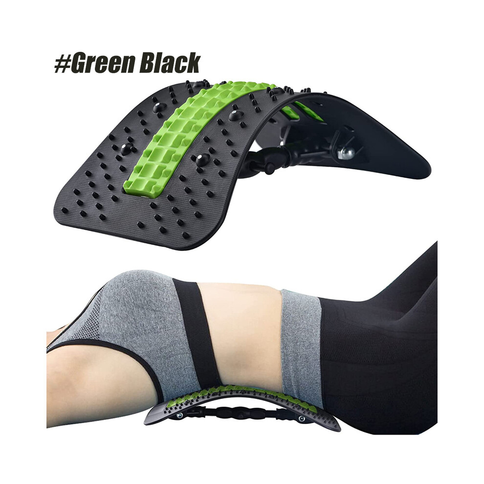 Maxpower (Green Black) 1Pcs Back Stretcher, Adjustable Back Massager Tools, Lumbar Spine Support