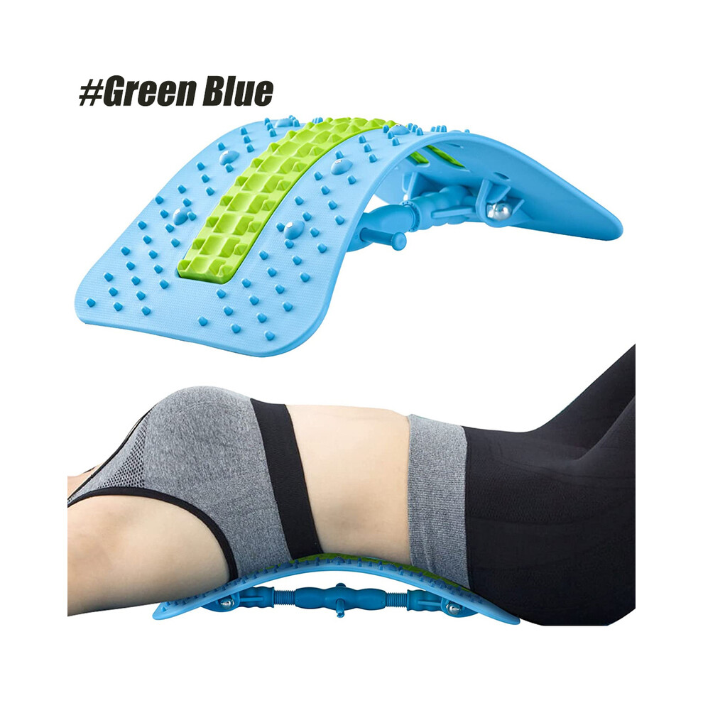 Maxpower (Green Blue) 1Pcs Back Stretcher, Adjustable Back Massager Tools, Lumbar Spine Support
