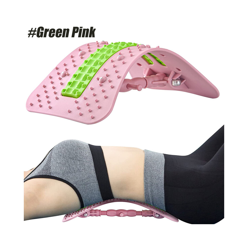 Maxpower (Green Pink) 1Pcs Back Stretcher, Adjustable Back Massager Tools, Lumbar Spine Support