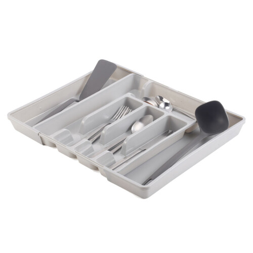 URBN-CHEF (Grey) 7-Section Extendable Cutlery Kitchen Organiser