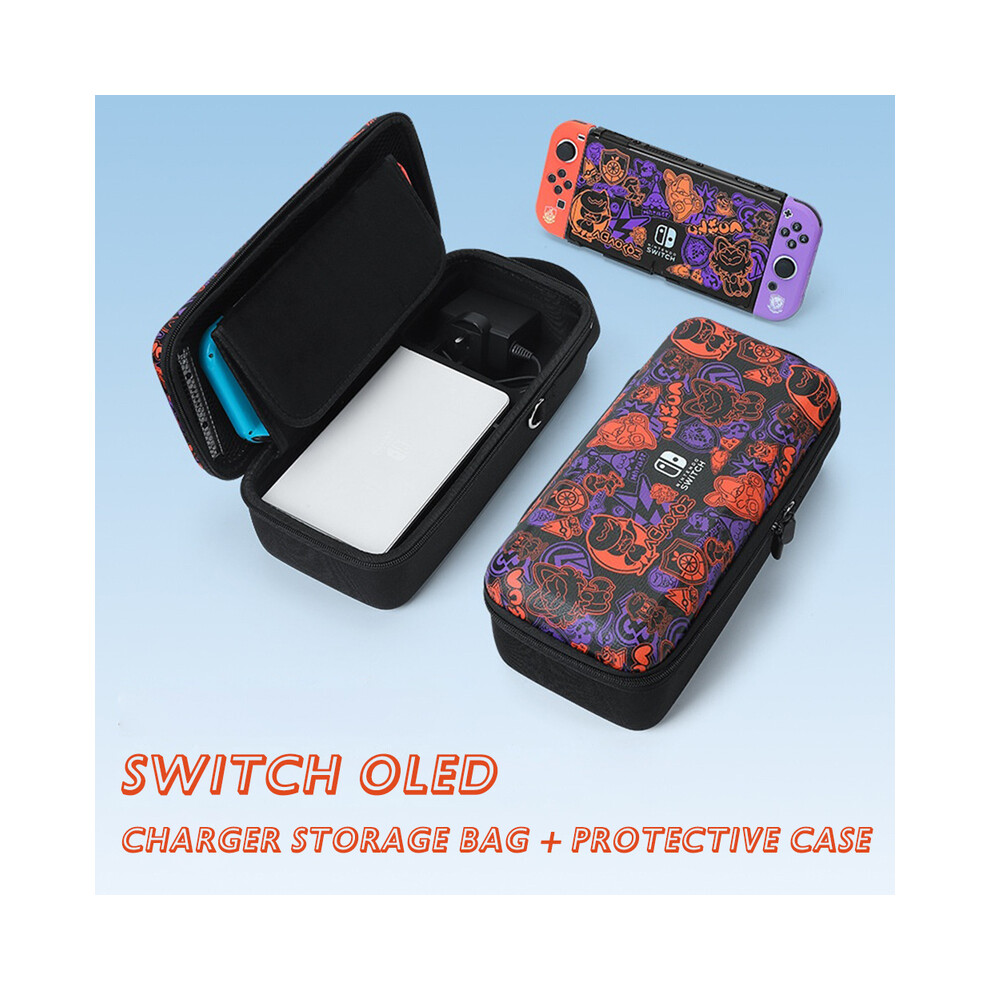 (SW OLED CSBag-Case) Scarlet Violet For Nintendo Switch OLED EVA Carrying Case Set Bag Base-image-OPC-PGJKGXS-NEW