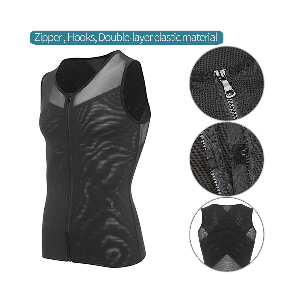 Maxpower Black (M, ) Mens Body Shaper Abdomen Slimming Shapewear Belly Shaping Corset Top Gynecomastia