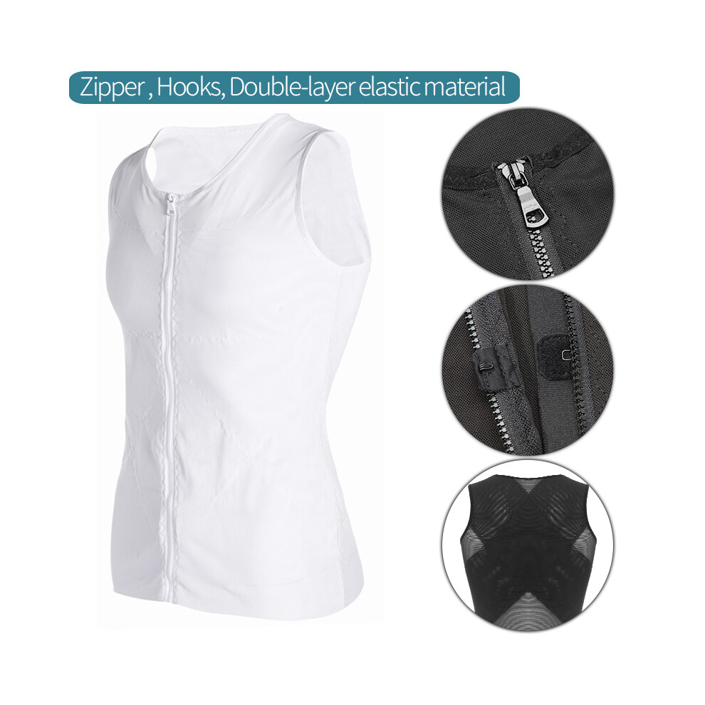 Maxpower White (M, ) Mens Body Shaper Abdomen Slimming Shapewear Belly Shaping Corset Top Gynecomastia