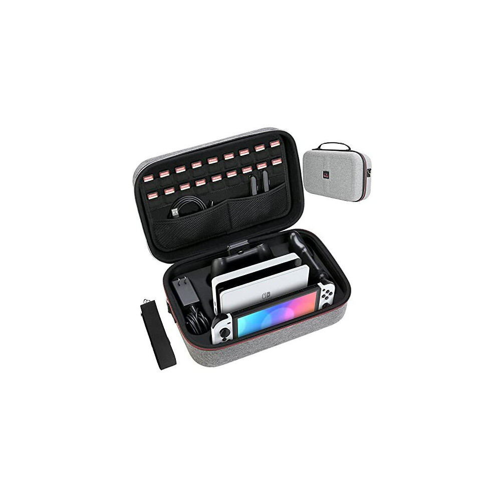 (Grey) Carrying Storage Case Compatible With Nintendo Switch & Oled Model, Switch Grey 9369862640511