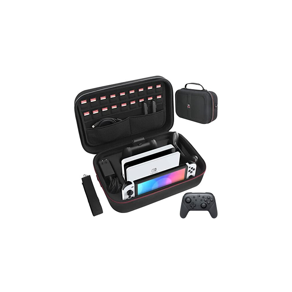 (Black) Carrying Storage Case Compatible With Nintendo Switch & Oled Model, Switch Black 9369862640528