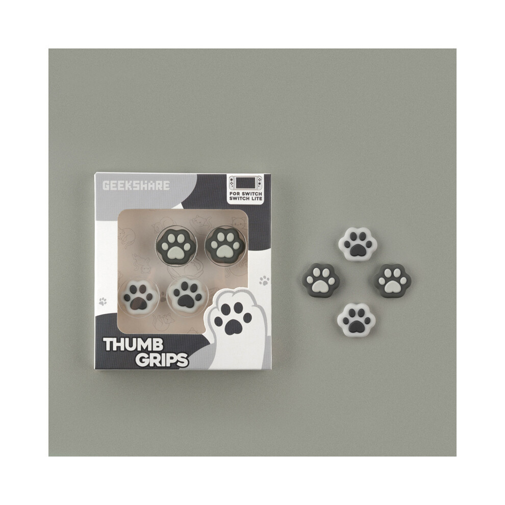(Gray) Shaped Cat Claw Thumb Grip Cap Silicone Soft Protective Cover Controller Gray 9369862630246