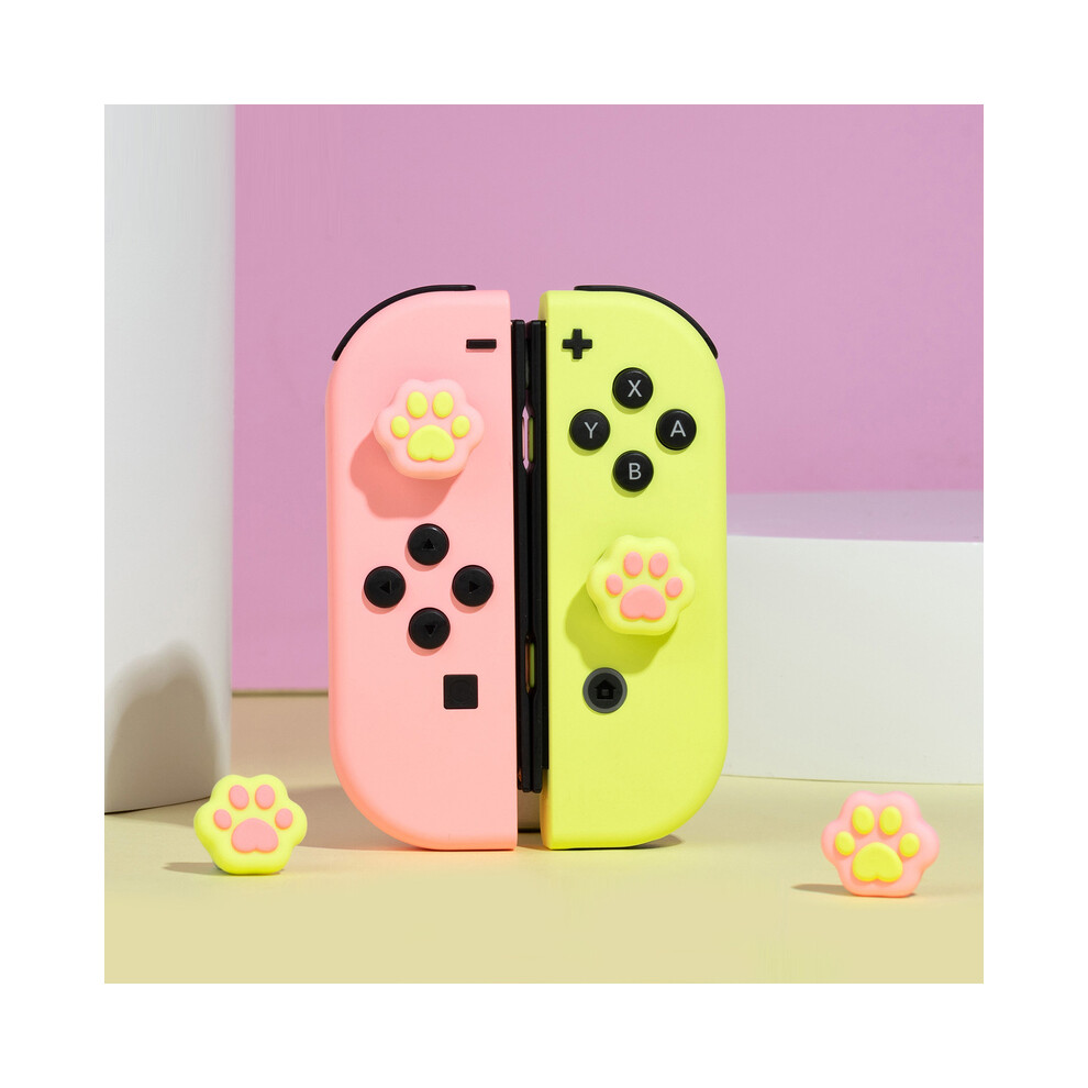 ( Yellow) Shaped Cat Claw Thumb Grip Cap Silicone Soft Protective Cover Controller Pink/Yellow 9369862630239