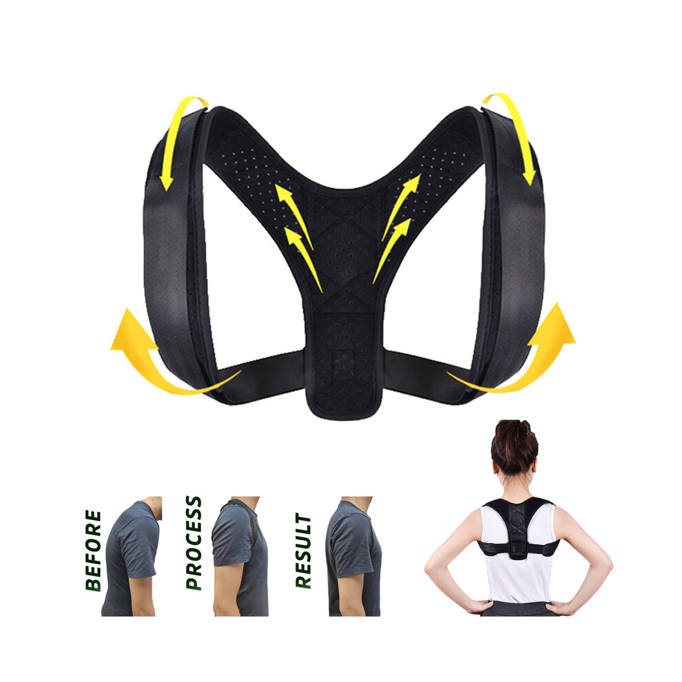Maxpower Black (M, ) Posture Corrector Back Brace, Comfortable Posture Trainer For Spinal Alignment
