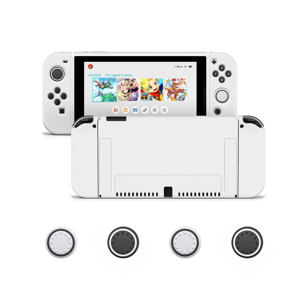 (Nintendo Switcholed, ) Protective Case Bundle With 4Pcs Grip Caps For Nintendo Switch Oled, For White 9369862644618