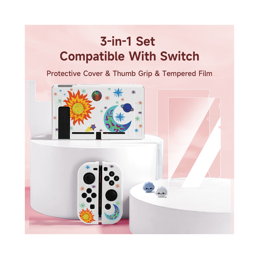 (Nintendo Switch, ) Moon Switch Case For Switch Oled/Ns - 3-In-1 Switch Accessory Kit With White 9369862645233