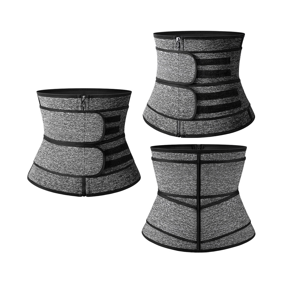 Photos - Braces / Splint / Support MAXPOWER  Men Waist Trainer Shaper Back Support Slimming Lumbar Belt Corset Gym (xxL, Gray-ZIP)