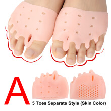 ((A)- Skin Color) 1pair Silicone Forefoot Pads Gel Insoles Toe Separator Cushion Pad Pain