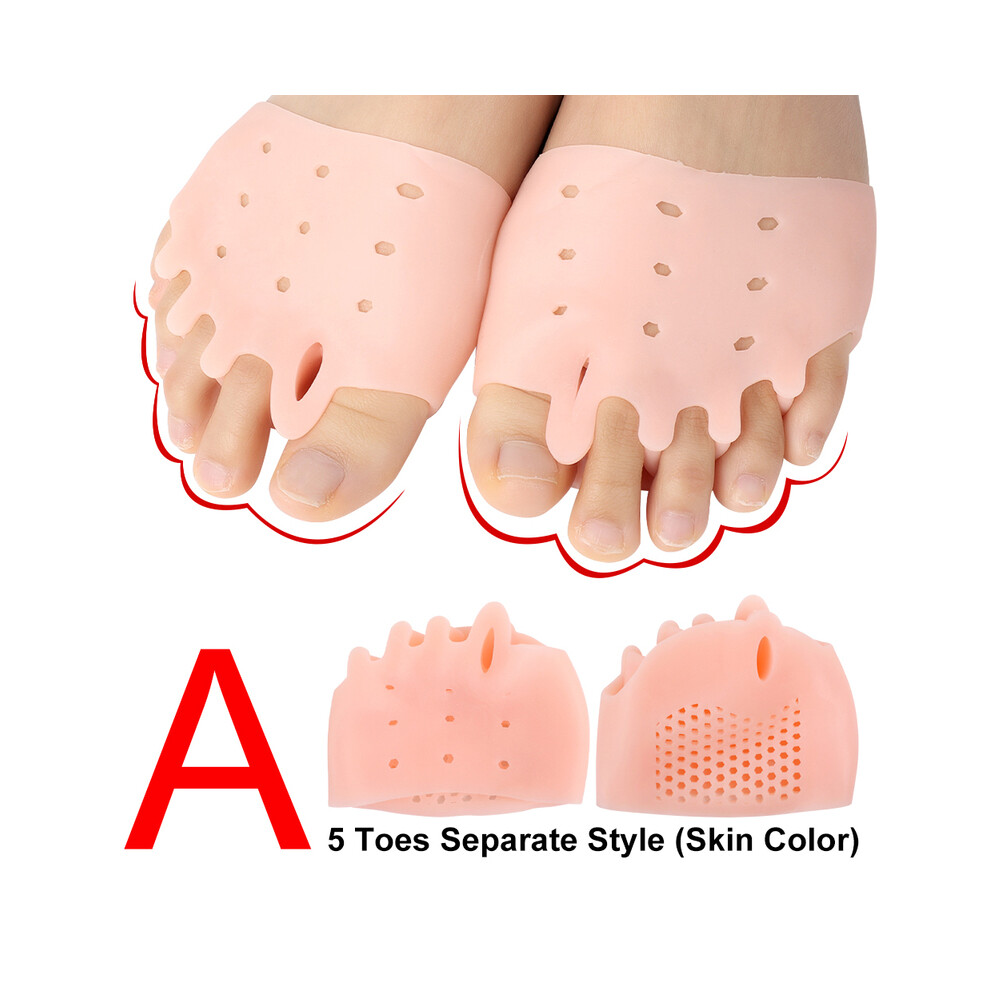 Maxpower White ((A)- Skin Color) 1Pair Silicone Forefoot Pads Gel Insoles Toe Separator Cushion Pad Pain