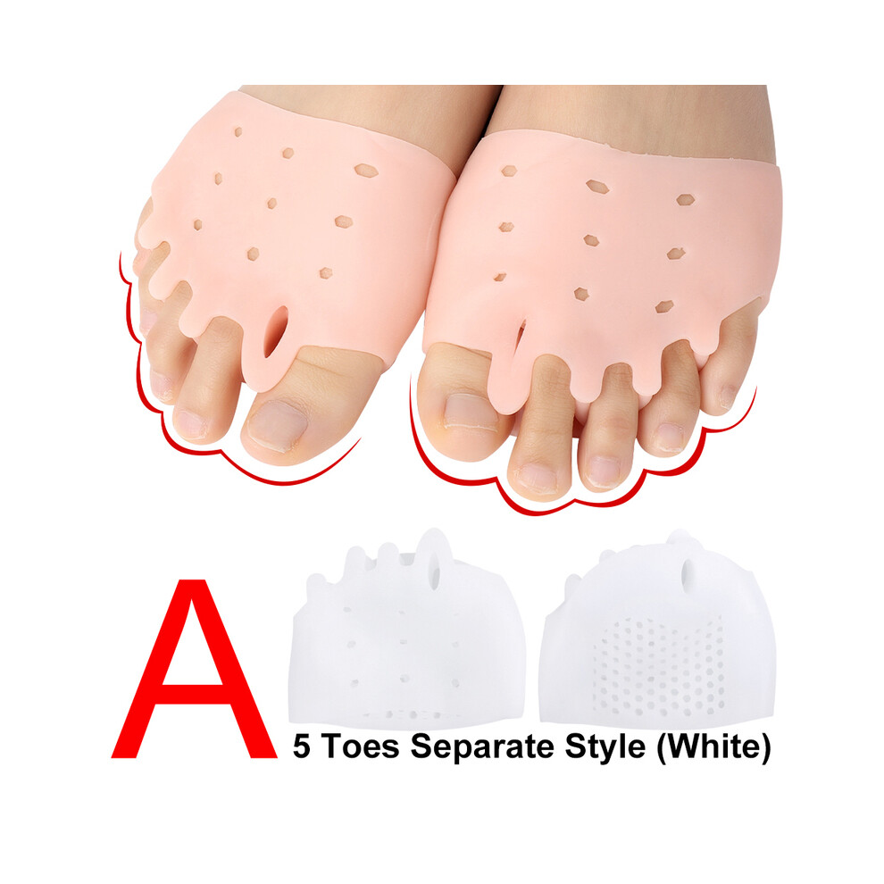 Maxpower White ((A)- ) 1Pair Silicone Forefoot Pads Gel Insoles Toe Separator Cushion Pad Pain