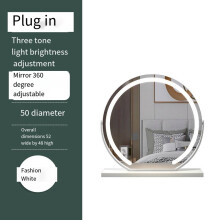 (50cm) Vanity Mirror with Lights, Light up Mirror with Smart Touch 3 Colors Dimmable, Tabletop Mirror, 360