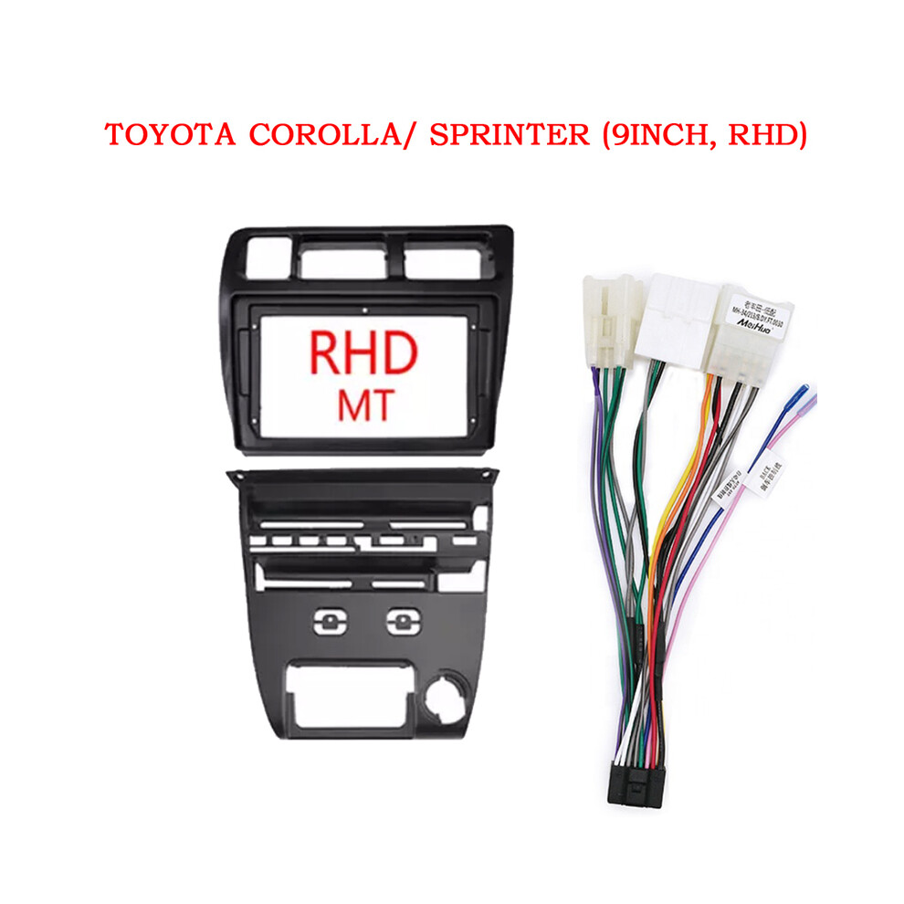 (Frame Cable Rhd Mt) 9 Inch Car Frame Fascia Adapter Android Radio Dash Fitting Panel Kit For Toyota Corolla Sprinter 1991-1997 9008532297418