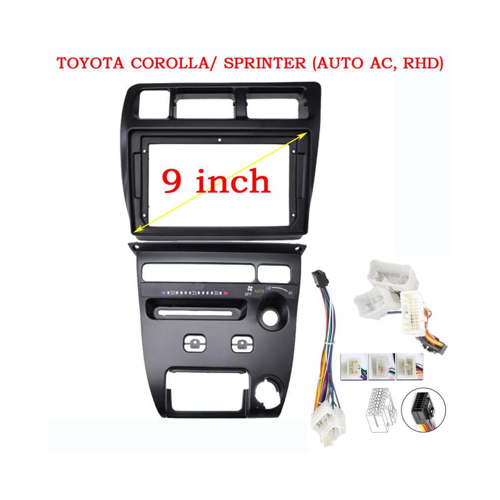(Frame Cable Rhd At) 9 Inch Car Frame Fascia Adapter Android Radio Dash Fitting Panel Kit For Toyota Corolla Sprinter 1991-1997 9008532297425