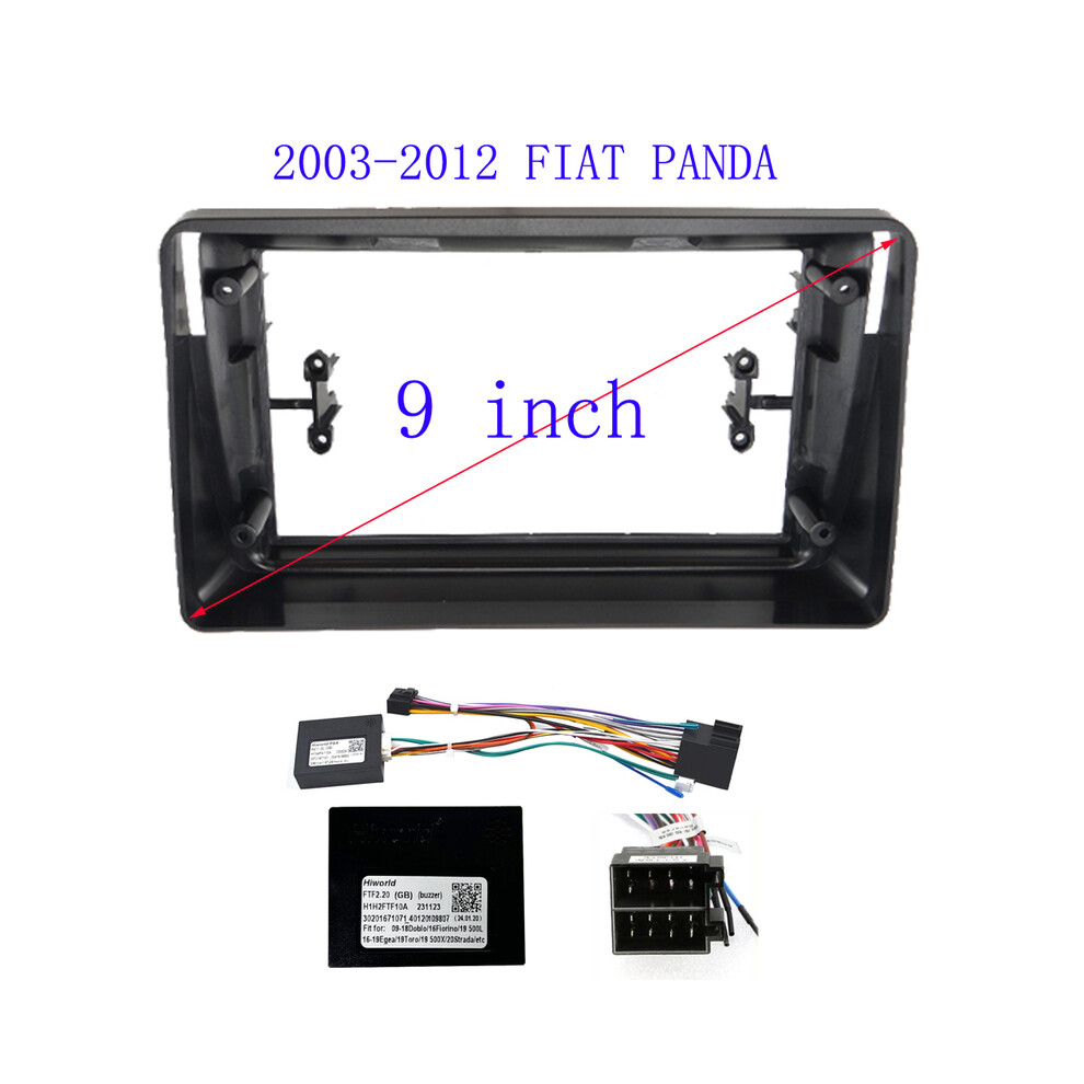 (Frame Cable Canbus) Car Radio Frame Fascias For Fiat Panda 2003-2012 9 Inch 2Din Stereo Panel Harness Wire Power Cable Adapter 9008532302914