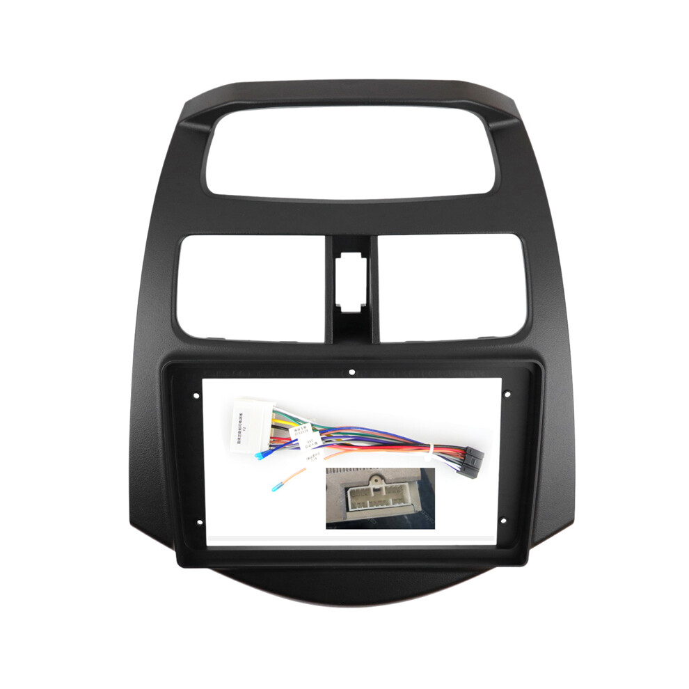 (Frame An Cord) 9 Inch Radio Fascias For Chevrolet Spark 2010-2016 Double Din Dvd Stereo Panel Dashboard Refitting Installation Black 9008532293694