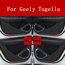 (BLACK 4pcs) Car Door Anti Kick Pad Leather Protection Film For Geely Tugella FY11 2020 2021 2022 Protector Stickers