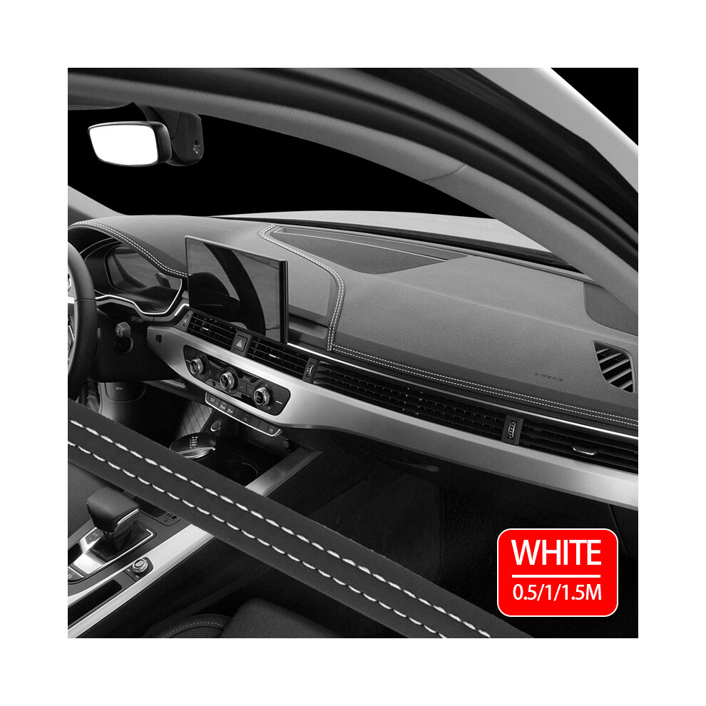 (, 0.5M) Self-Adhesive Car Interior Trim Pu Leather Strip Universal Car Interior Moulding Leather Trim Line Door White 9008532289956