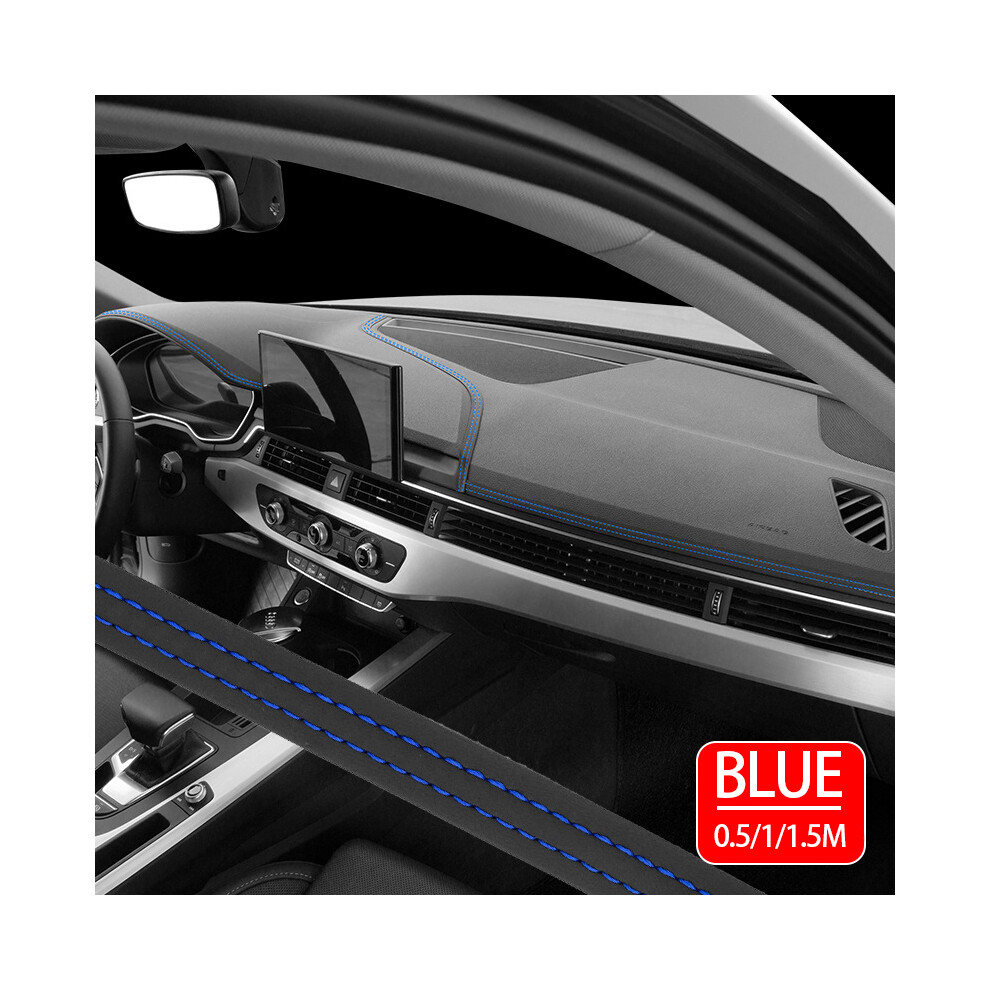 (, 0.5M) Self-Adhesive Car Interior Trim Pu Leather Strip Universal Car Interior Moulding Leather Trim Line Door Blue 9008532289932