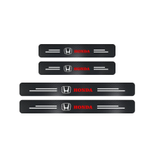 (door 4pcs) Car Door Threshold Strips Car Trunk Rear Bumper Protective Carbon fiber Leather Stickers For Honda CRV