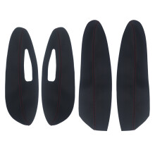 (for 308 A Type, black-red line) Car Interior Microfiber Leather Door Armrest Panel Cover Protective Skin Trim For Peugeot 308 2009 2010