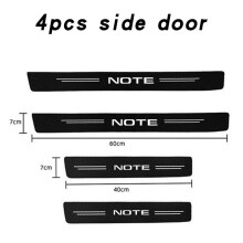 (4 pcs for Note) Leather Car Door Sill Plate Protector Stickers arbon Fiber Anti-Scratch Stickers Auto Interior For Nissan