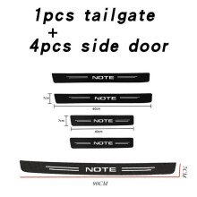 (5 pcs for Note) Leather Car Door Sill Plate Protector Stickers arbon Fiber Anti-Scratch Stickers Auto Interior For Nissan