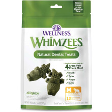 WHIMZEES by Wellness Alligator Natural Dental Chews for Dogs, Long Lasting Treats, Grain-Free, Freshens Breath, Medium Breed, 12 Count