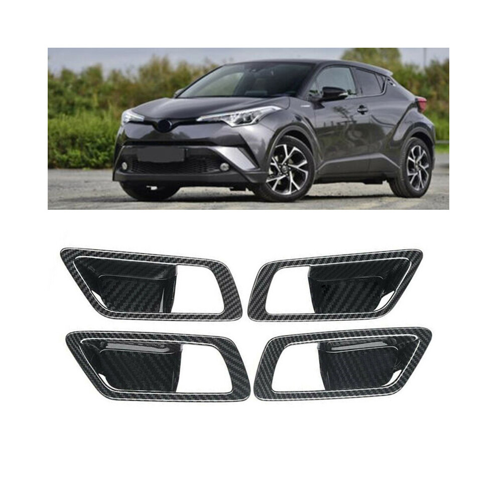 4Pcs For Toyota Chr C-Hr 2016 2017 2018 2019 2020 2021 Abs Carbon Fiber Inner Door Handle Bowl Cover 9008532282957
