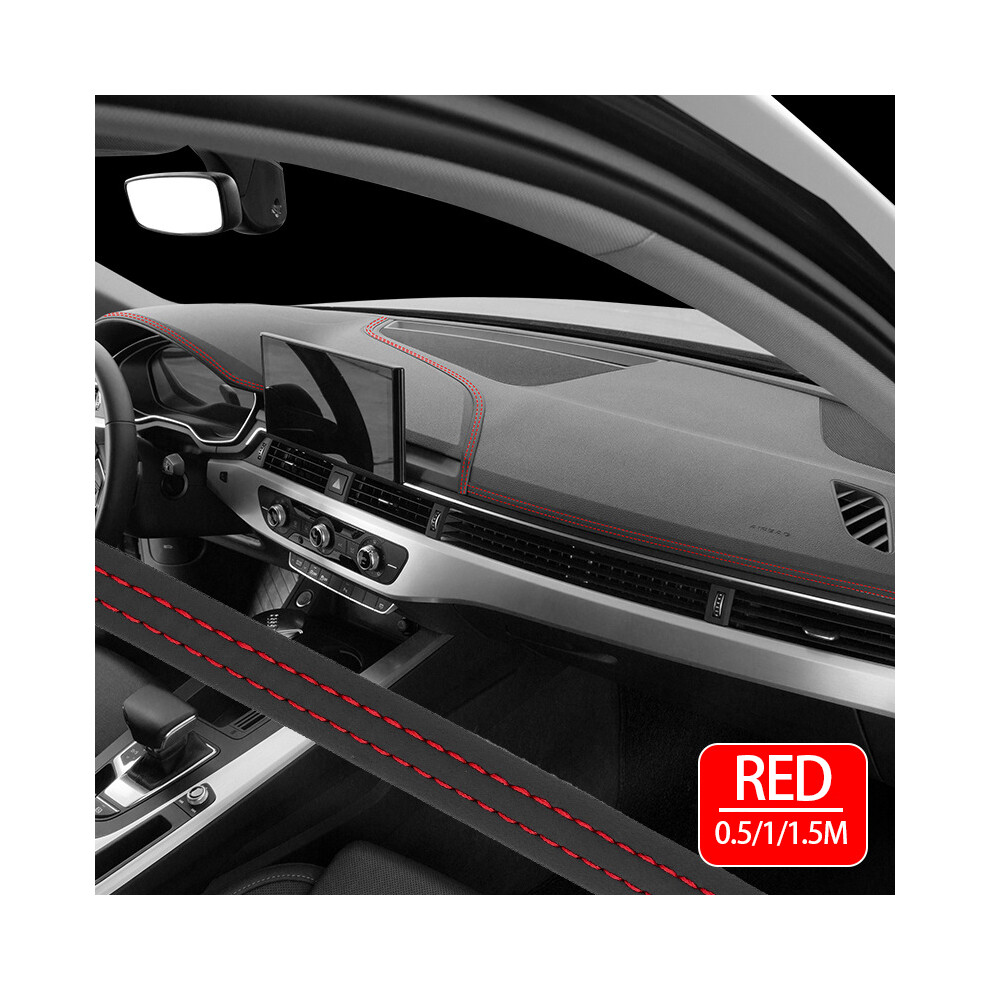 (, 2M) Car Dashboard Seam Strips, Self-Adhesive, Interior Trim, Leather Strip, Universal Moulding, Line Door Red 9008532283381
