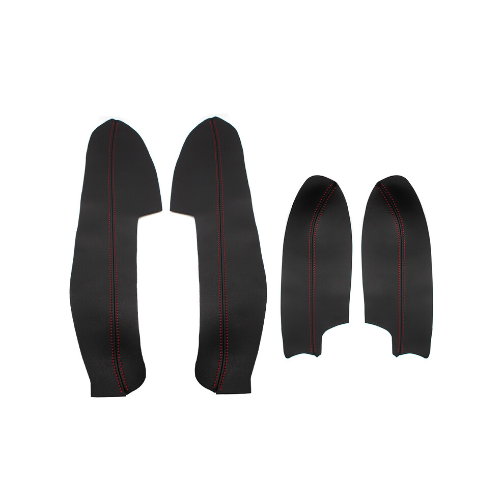 (- Line, 4Pcs) 4Pcs Car Door Handle Panels Armrest Microfiber Leather Cover Trim For Nissan New Qashqai J11 2016 2017 Black/Red 9008532279735