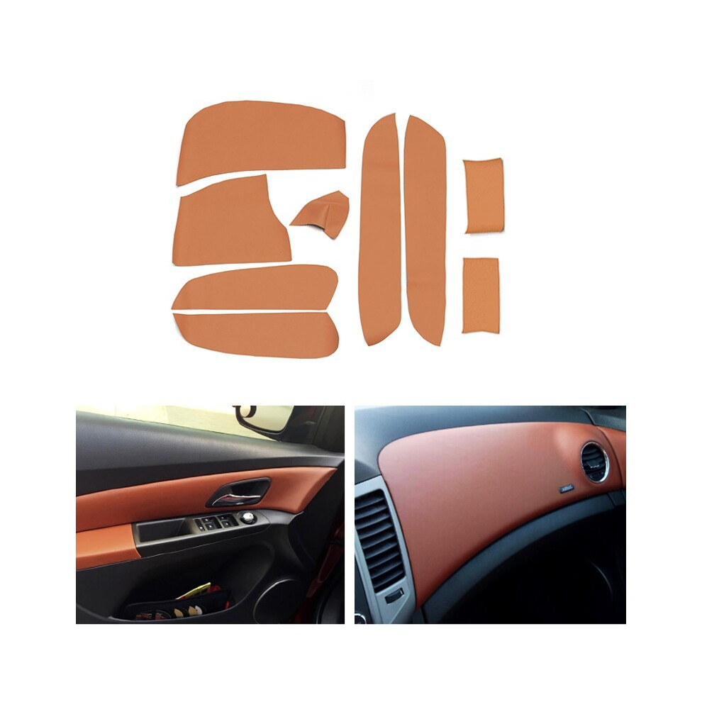 (9Pcs, ) Microfiber Leather Interior Car Styling Door Armrest / Center Dashboard Panel Covers Trim For Chevrolet Brown 9008532273450