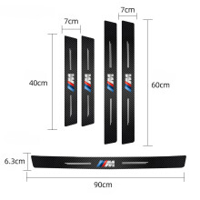 (5Pcs -BMW M) Leather Car Door Decals Carbon Fiber Threshold Anti Scratch For BMW X1 X2 X3 X5 X4 X6 X7 iX3 F20 F10