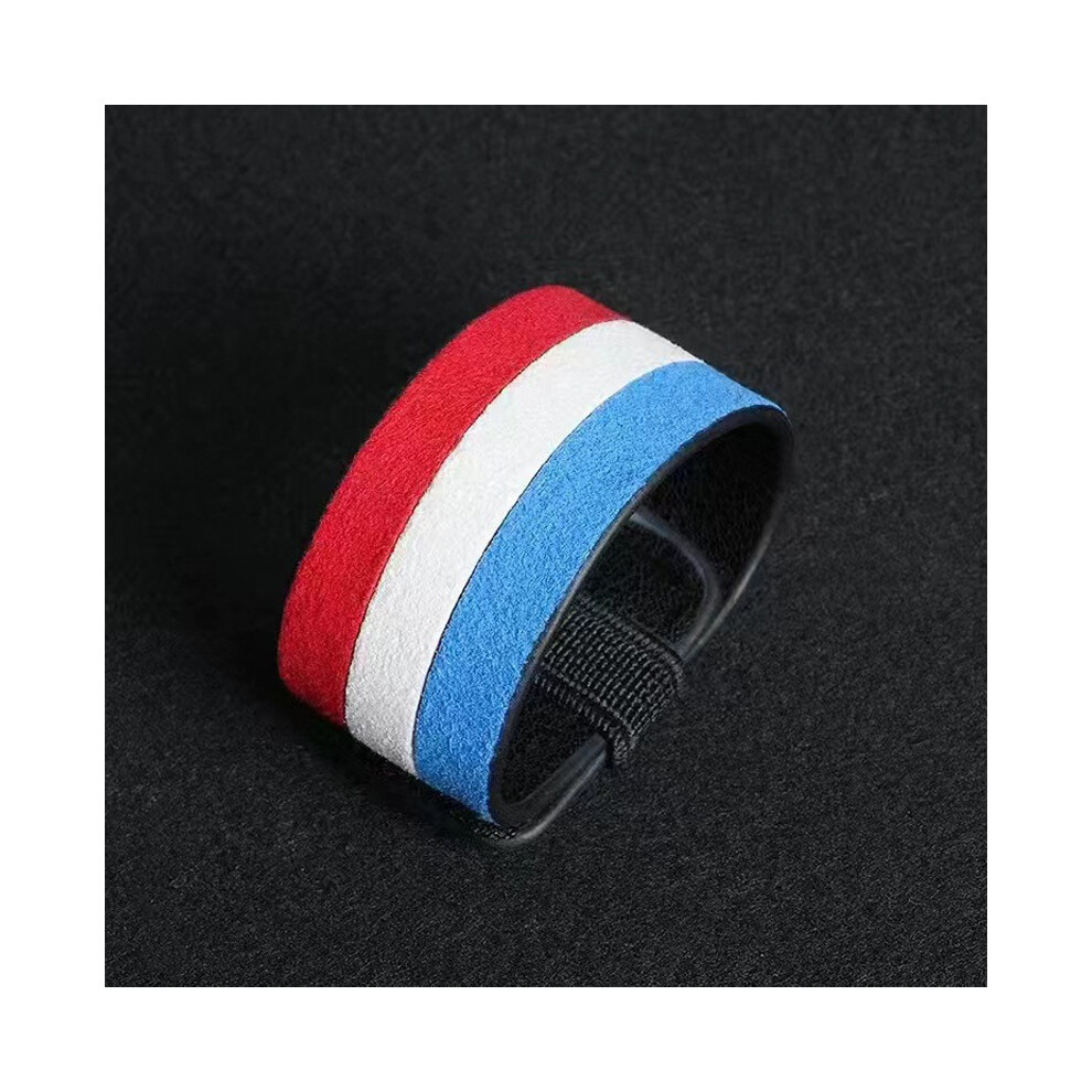 (Red White Blue) Universal Car Steering Wheel Booster Center Line Marking Car Steering Wheel Top Marker Italy Suede DIY-image-OPC-PGJKZRG-NEW