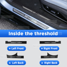 (Inside 4 PCS) Car Door Sills Scuff Plate Threshold Protector Interior Imitation Carbon Fiber Sticker Accessories For