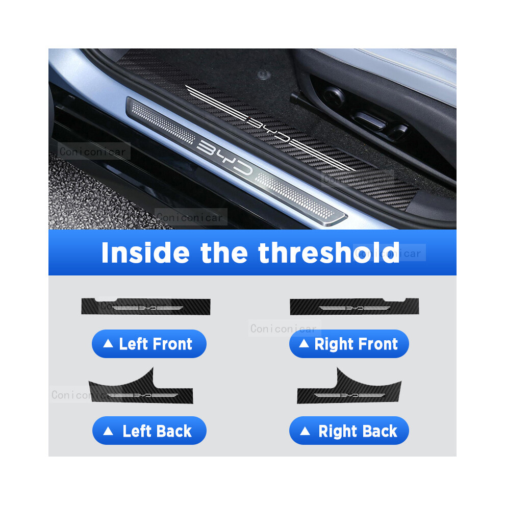 (Inside 4 Pcs) Car Door Sills Scuff Plate Threshold Protector Interior Imitation Carbon Fiber Sticker Accessories For 9008532287129