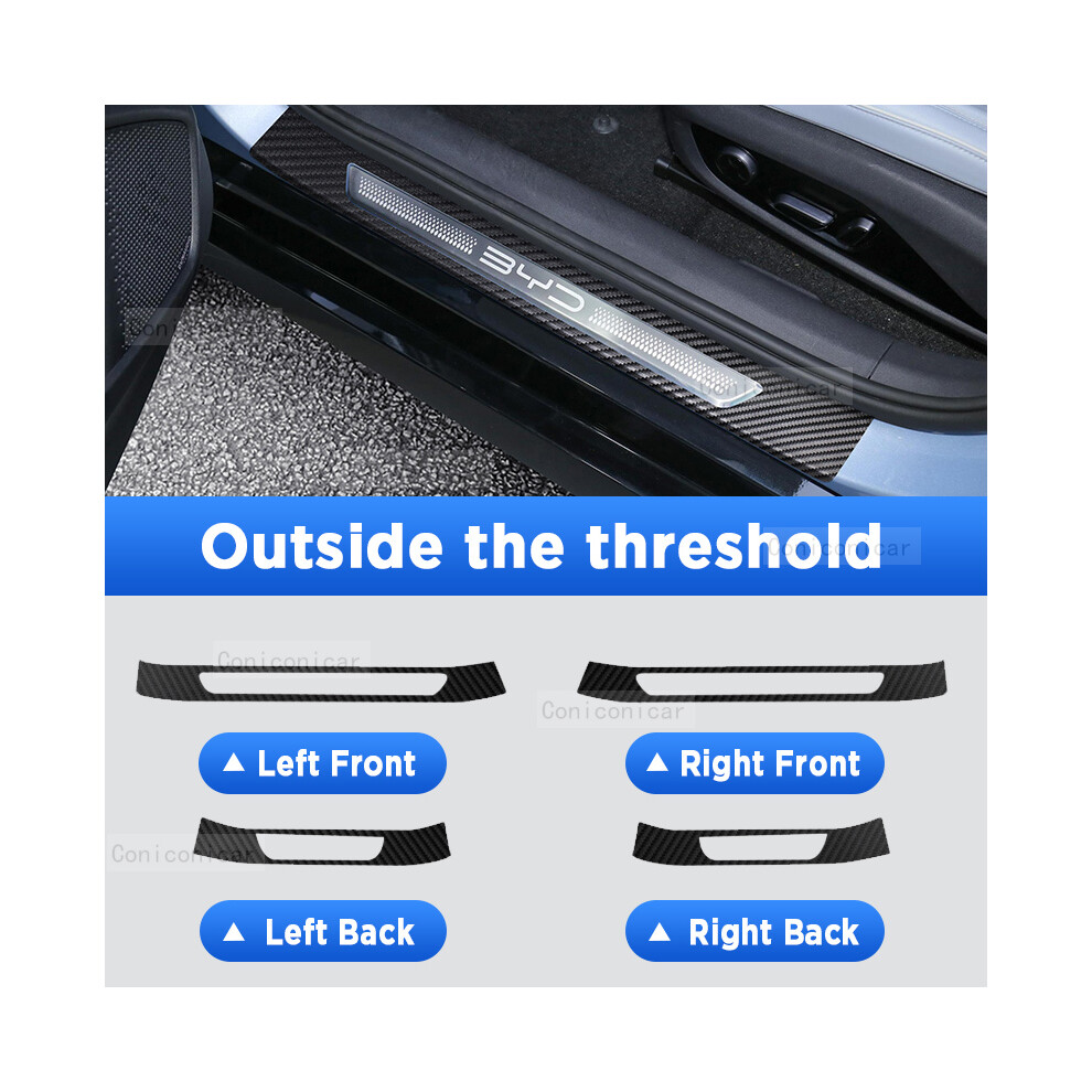 (Outside 4 Pcs) Car Door Sills Scuff Plate Threshold Protector Interior Imitation Carbon Fiber Sticker Accessories For 9008532282650