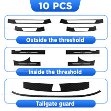 (10 pcs) Car Door Sills Scuff Plate Threshold Protector Interior Imitation Carbon Fiber Sticker Accessories For