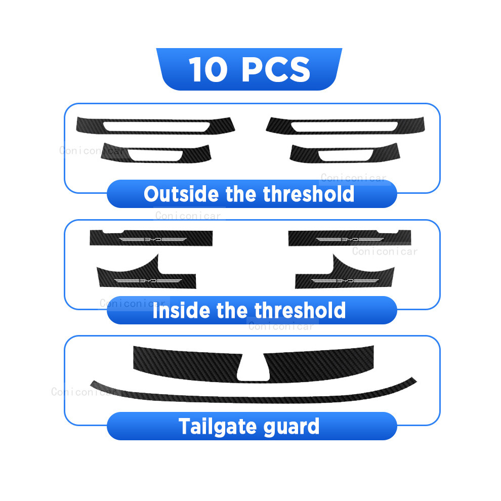 (10 Pcs) Car Door Sills Scuff Plate Threshold Protector Interior Imitation Carbon Fiber Sticker Accessories For 9008532269446