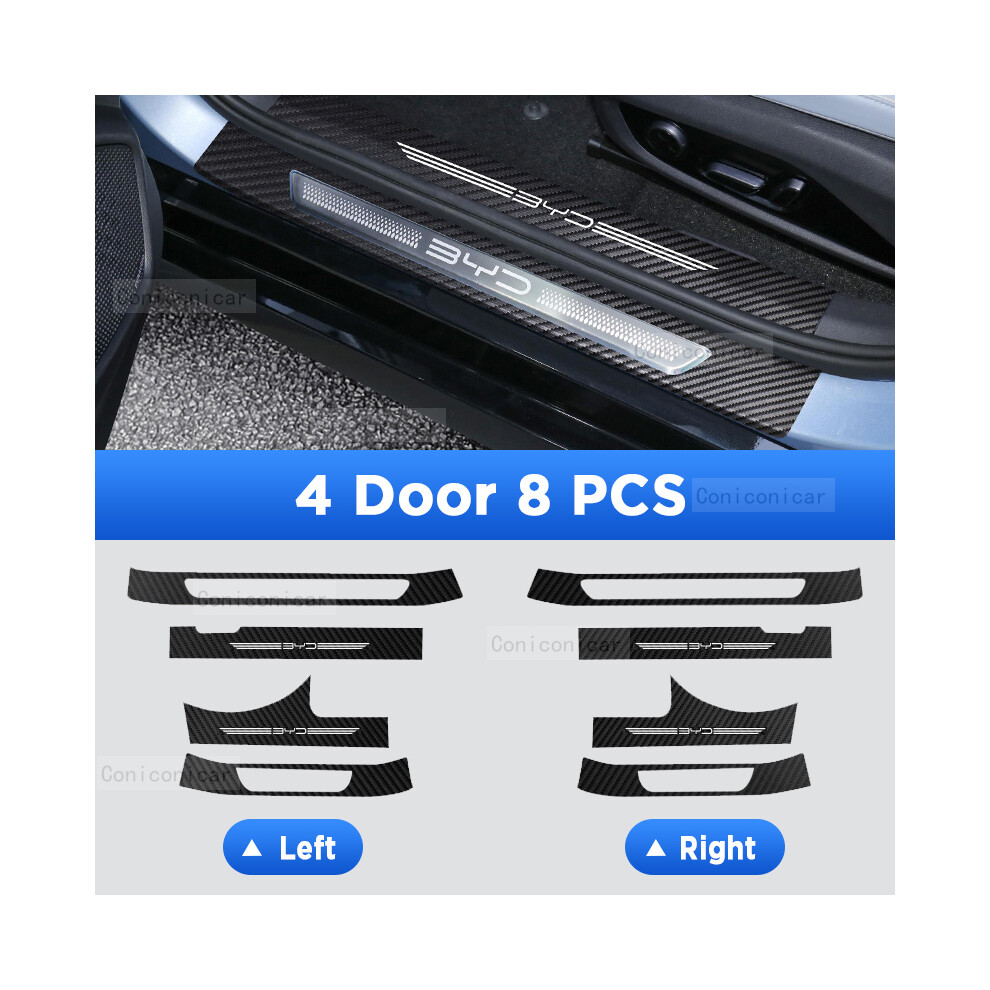 (8 Pcs) Car Door Sills Scuff Plate Threshold Protector Interior Imitation Carbon Fiber Sticker Accessories For 9008532265912