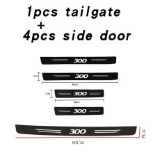 (5Pcs for 300) Leather Carbon Fiber Decor Decal Threshold Accessories Car Door Sill Stickers Accessories For Chrysler