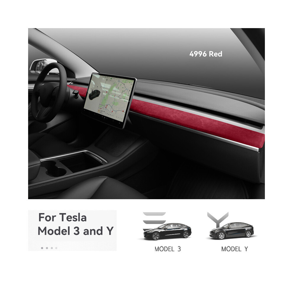 (Dashboard B) Italy Super Suede Cover For Tesla Model 3 2017-2023 Model Y 2020-2024 Car Center Console Dashboard Door 9008532268142