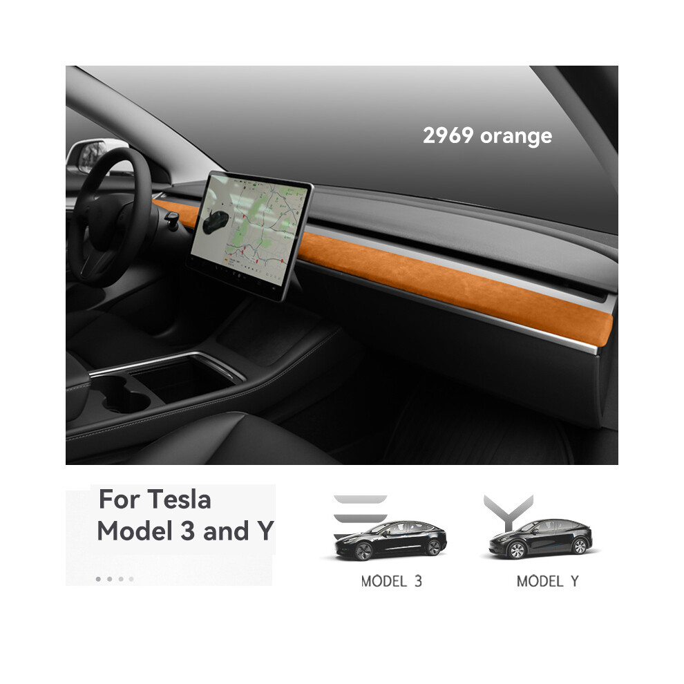 (Dashboard C) Italy Super Suede Cover For Tesla Model 3 2017-2023 Model Y 2020-2024 Car Center Console Dashboard Door 9008532268531